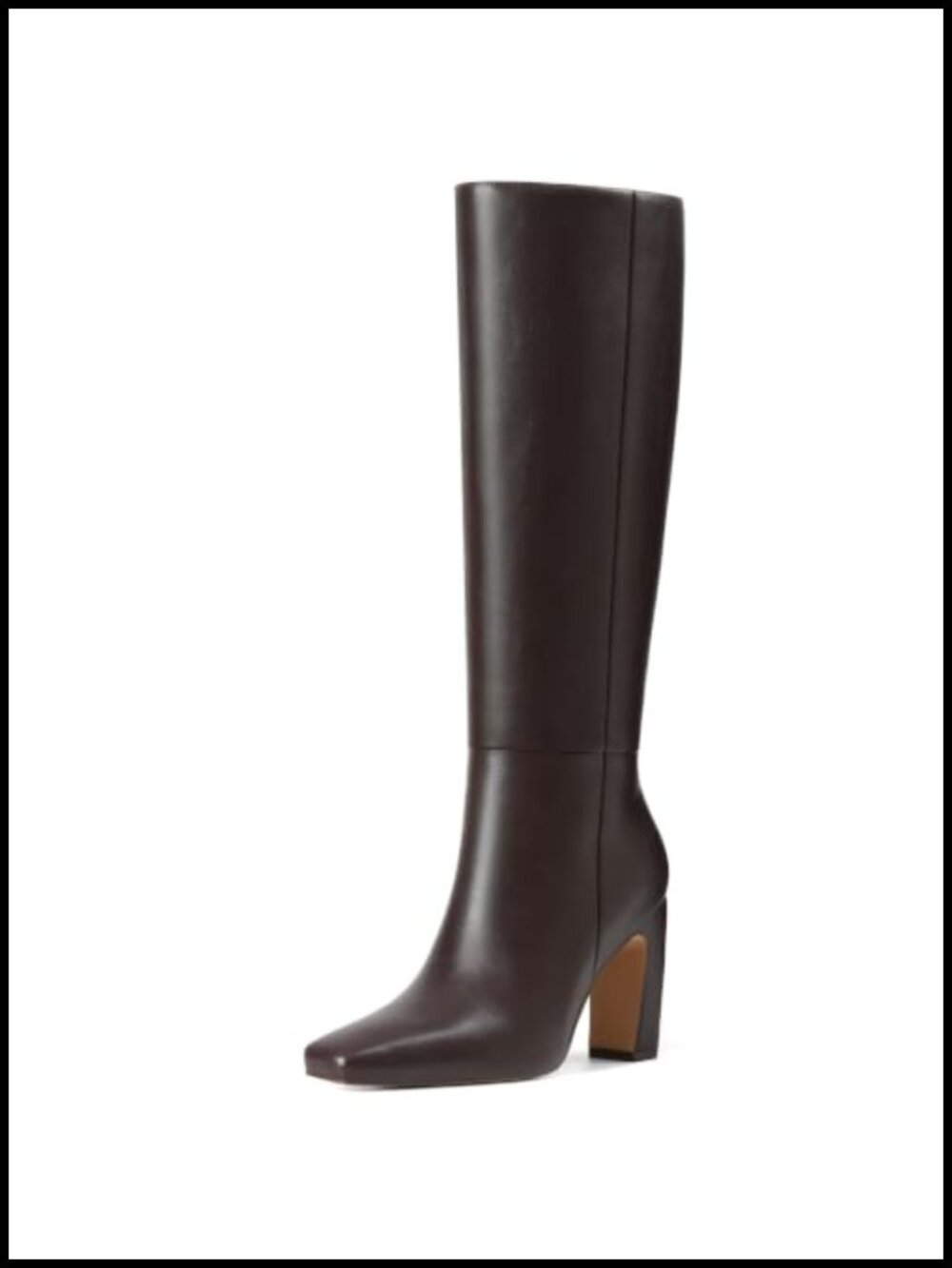 Knee High Boots Square Toe Chunky Block Heel Side Zip Tall Fall Boots
